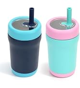 Zukro 12 oz Kids Stainless Steel Tumbler With Straw Spill Proof, 2 Pack
