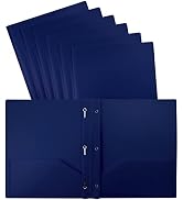 Better Office Products Blue Plastic 2 Pocket Folders with Prongs, Heavyweight, Letter Size Poly F...