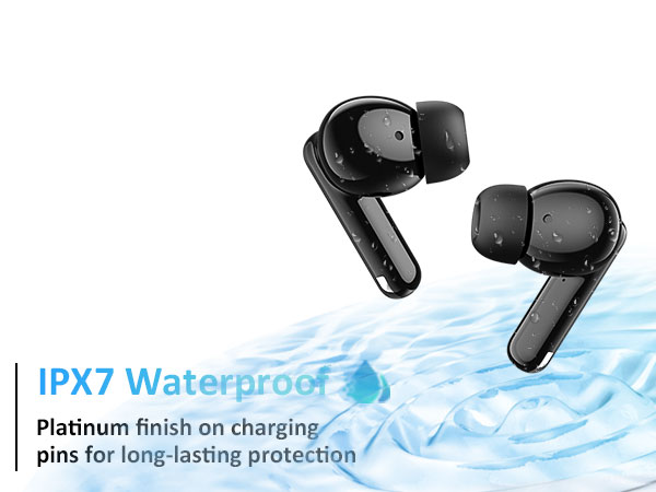 Big Dual LED Display 48H Playtime Earphones IPX7 Waterproof Headphones Android iOS Black