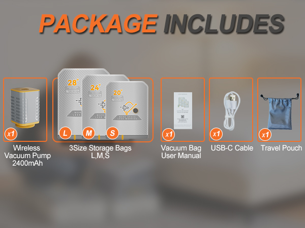 Rechargeable Wireless Pump Travel Storage Bags Set