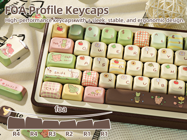 COOMICKEY Cute Keycaps, Thick PBT Keycap FOA Profile, 149 Keys Keyboard Keycaps, Dye-Sub Keycap Set