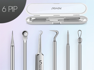 Text reads: '6 PIP'. Professional dental tool set displaying six different stainless steel instruments arranged in a row on white background.