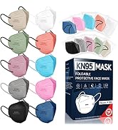 KN95 Face Masks for Adults, 50 Pack 10 Colors Disposable KN95 Masks, 5 Layer Breathable Individua...
