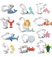 GWHOLE 12PCS Sea Creature Cookie Cutters Variety Pack, Stainless Steel | Ocean Animal Cookie Cutt...
