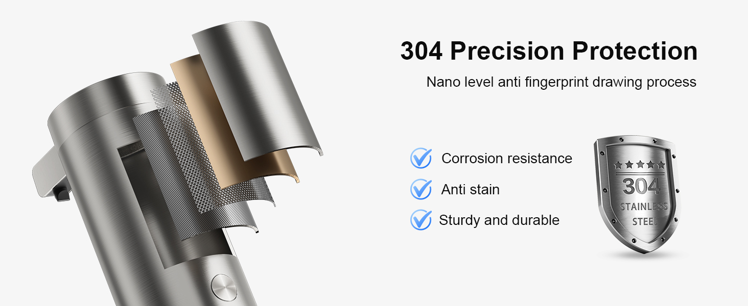 304 stainless steel soap dispenser resists rust, stains, and fingerprints, strong and durable.