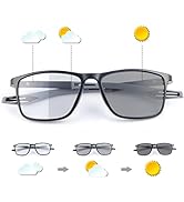 MIRYEA Progressive Photochromic Multifocus Reading Sunglasses Spring Hinge Blue Light Blocking Gl...