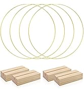 FSWCCK 4 PCS 12 inch Metal Floral Hoop Centerpiece for Table, Metal Wreath Ring with 4 PCS Wood P...