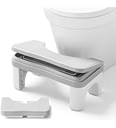 Foldable Toilet Stool Squat Adult, 7" Height Adjustable Poop Stool for Bathroom, Portable Squatti...