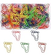 Vuzvuv 100Pcs Rainbow Creative Footprint Paper Clips Assorted Colors Cute Metal Footmark Shaped B...