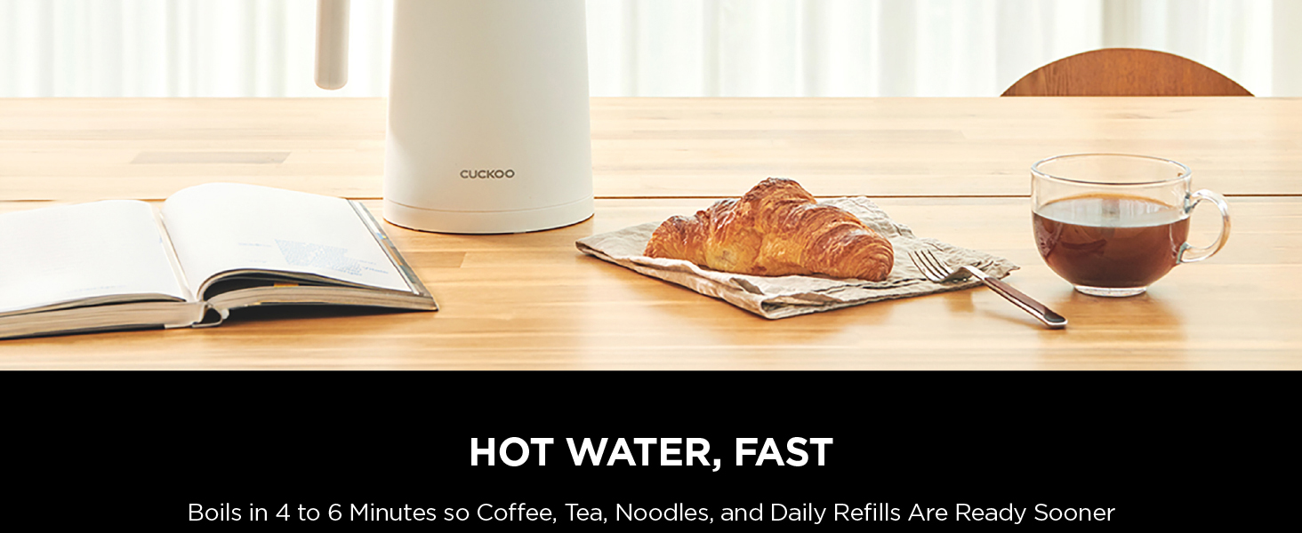 Stainless steel electric kettle 1.7L cordless hot water boiler for tea and coffee, CUCKOO countertop
