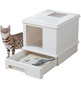 MUTTROS Enclosed Cat Litter Box with Lid, XL Litter Box for Large Cats - Odor Control High Side L...
