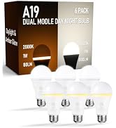 TORCHSTAR Dual Mode A19 LED Bulb, 800LM Dimmable Light Bulbs, Low Energy Night Lights, 5000K Dayl...