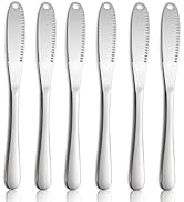 hunnycook 6P Butter Knife, 8.7” silver Butter Spreader, Stainless Steel Butter Knife Spreader, Bu...