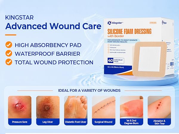 4x4 silicone foam dressing with border
