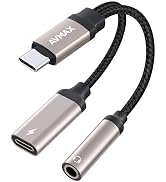 AVMAX USB C to 3.5mm Headphone Audio and Charger Adapter,2 in 1 32bit/384kHz Tyepe c to Aux Jack ...
