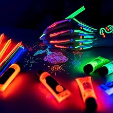 body paint, uv paint, fluorescent paint, blacklight paint, face painting with blacklight