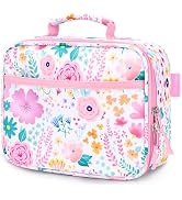 mibasies Kids Lunch Box for Girls Toddler, Insulated and Reusable Lunch Bag for School, Flower Pink