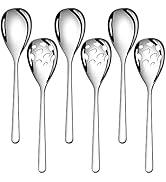 AYFDISHS 6-Piece Slotted & Solid Serving Spoons Set, 9.4 Inch Stainless Steel Perforated Serving ...