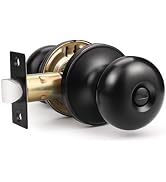 GOBEKOR 1 Pack Privacy Door Knobs Matte Black Keyless Interior Stainless Steel Door Knobs Bed and...