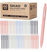 Sikao Pens Bulk, 60 Pack Moran-di Ballpoint Pens with Black Ink, 1.0mm Medium Point Smooth Writin...