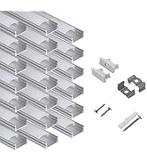 hunhun 20-Pack 6.6ft/ 2Meter U Shape LED Aluminum Channel System with milky Cover, End Caps and M...