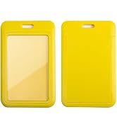 Larpur 2 Pack ID Badge Holders Hard Plastic Vertical Sliding Card Cases with Clear ID Window for ...