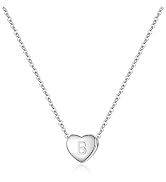 BriLove Gifts for Mom Women 925 Sterling Silver Tiny Initial Heart Pendant Choker Necklace for Mo...