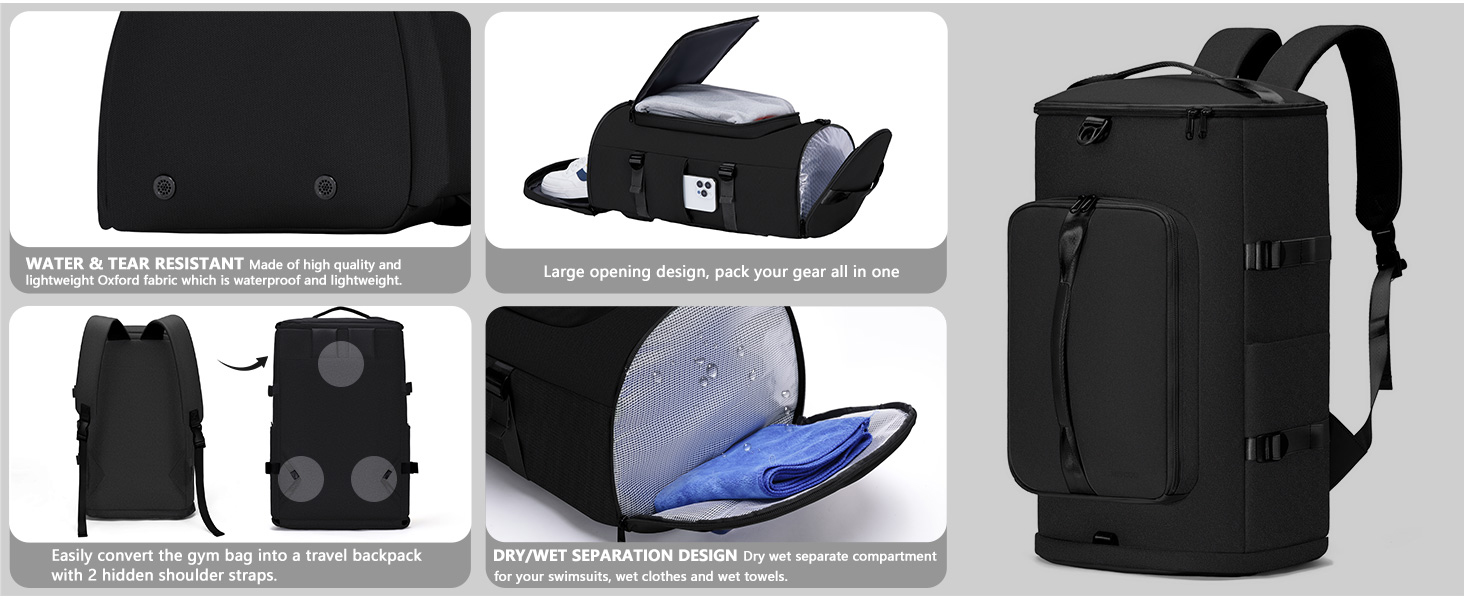 The MIYCOO Weekender Overnight Bag features a ventilated shoe compartment and a wet pocket