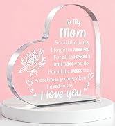 MXCOIRTP Mom Gifts from Daughter Son, I Love You Mom Birthday Gifts Heart Rose Acrylic Plaque Sig...