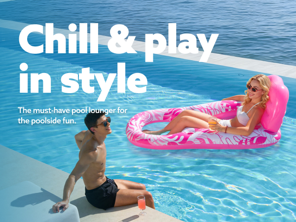 SLOOSH Inflatable Pool Floats Lounger with Cup Holders Foot Rest for Adult