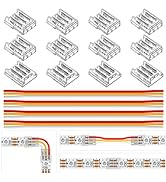BTF-LIGHTING 3 Pin 10mm 0.39in Width Transparent Solderless Connector Kit 8XCorner Connector 4XGa...