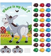 ASTARON Pin The Tail on The Donkey, Donkey Game with 30 Pcs Tails for Kids Birthday Party Carniva...