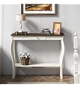ChooChoo Narrow Farmhouse Console Table with Drawer, Chic Accent Sofa Entryway Table with Shelves...