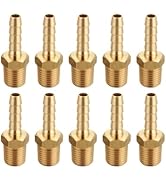 T TANYA HARDWARE 1/4 Inch Hose Barb to 1/4 Inch NPT Male Thread Brass Air Hose Barb Fittings, (10...