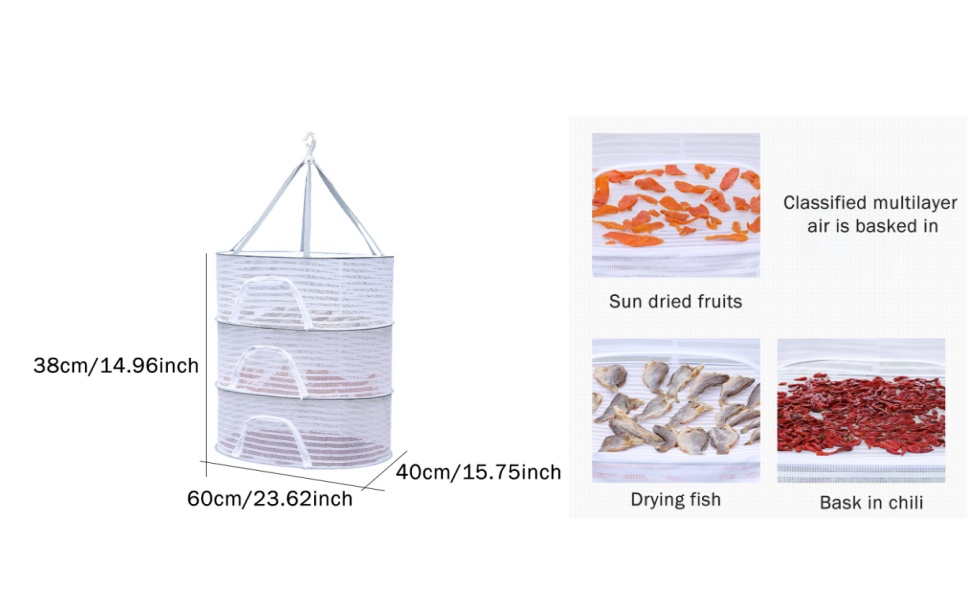 3 Tier Mesh Zippered Herb Drying Rack