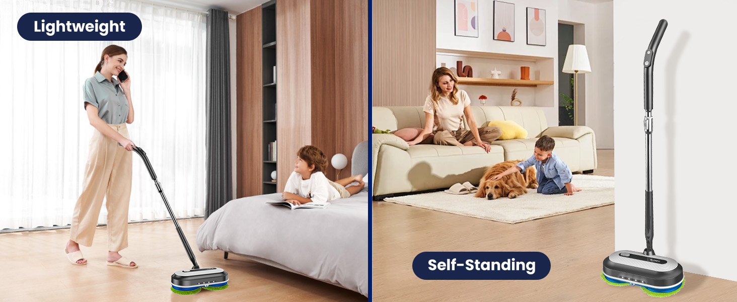 lightweight electric mop with self-standing design easy to store floor cleaner
