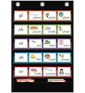 ANCOMEDO 5+1 Pockets Standard Pocket Chart, Clear 5 Pockets Words Chart with Extra Storage Pocket...