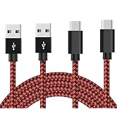 FWCLO USB A to Type C Cable,(2Pack-3.3FT) USB C Cable Nylon Braided Fast Android Charging Sync Co...