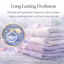 Laundry scent booster powder provides long lasting freshness for towels clothes and bedding