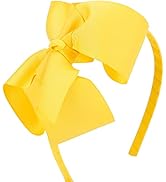 MEEDEE Yellow Headband for Girls With Big Bow Grosgrain Headband Plastic Fashion Hair Hoops Headb...