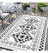 Waterproof Outdoor Rug 8x10ft, Reversible Plastic Straw Mat Rugs for Patio RV Deck Porch Backyard...