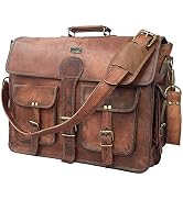 Cuero DHK 18 Inch Vintage Handmade Leather Travel Messenger Office Crossbody Bag Laptop Briefcase...