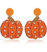 Halloween Earrings for Women Cute Pumpkin Beaded Dangle Earrings Halloween Holiday Costumes Party...