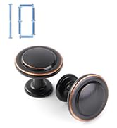 KOOFIZO Stepped Round Cabinet Knob - Oil Rubbed Bronze Pull Handle (Dia.31mm / 1.2 Inch), 10-Pack...
