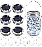 VOOKRY 6 Pack Solar Mason Jar Lights, 30 LED Mason Jar Lids Waterproof Firefly Fairy String Light...