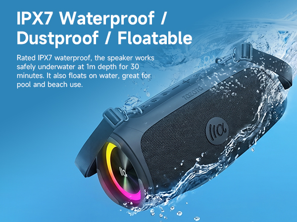 IPX7 Waterproof Floatable Portable Bluetooth Speaker for Pool Beach