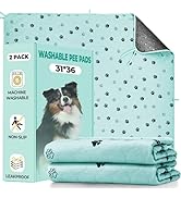 Fostanfly Washable Pee Pads for Dogs, 2 Pack Large 31"x36" Ultra-Absorbent and Leak-Proof Non-Sli...