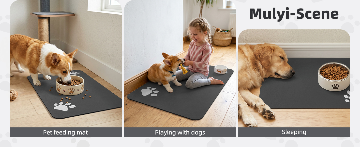 Pet Feeding Mat-Absorbent Dog Mat for Food and Water Bowl-No Stains Easy Clean Dog Food Mat