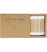 Bamboo Cotton Swabs - Biodegradable Double-Tipped Organic Cotton Buds with Wooden Sticks for Make...