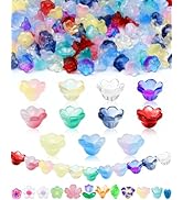FIVEIZERO 200PCS Glass Lily Bell Flower Beads, 11 Colors Trumpet Crystal Floral Bead Charms for B...